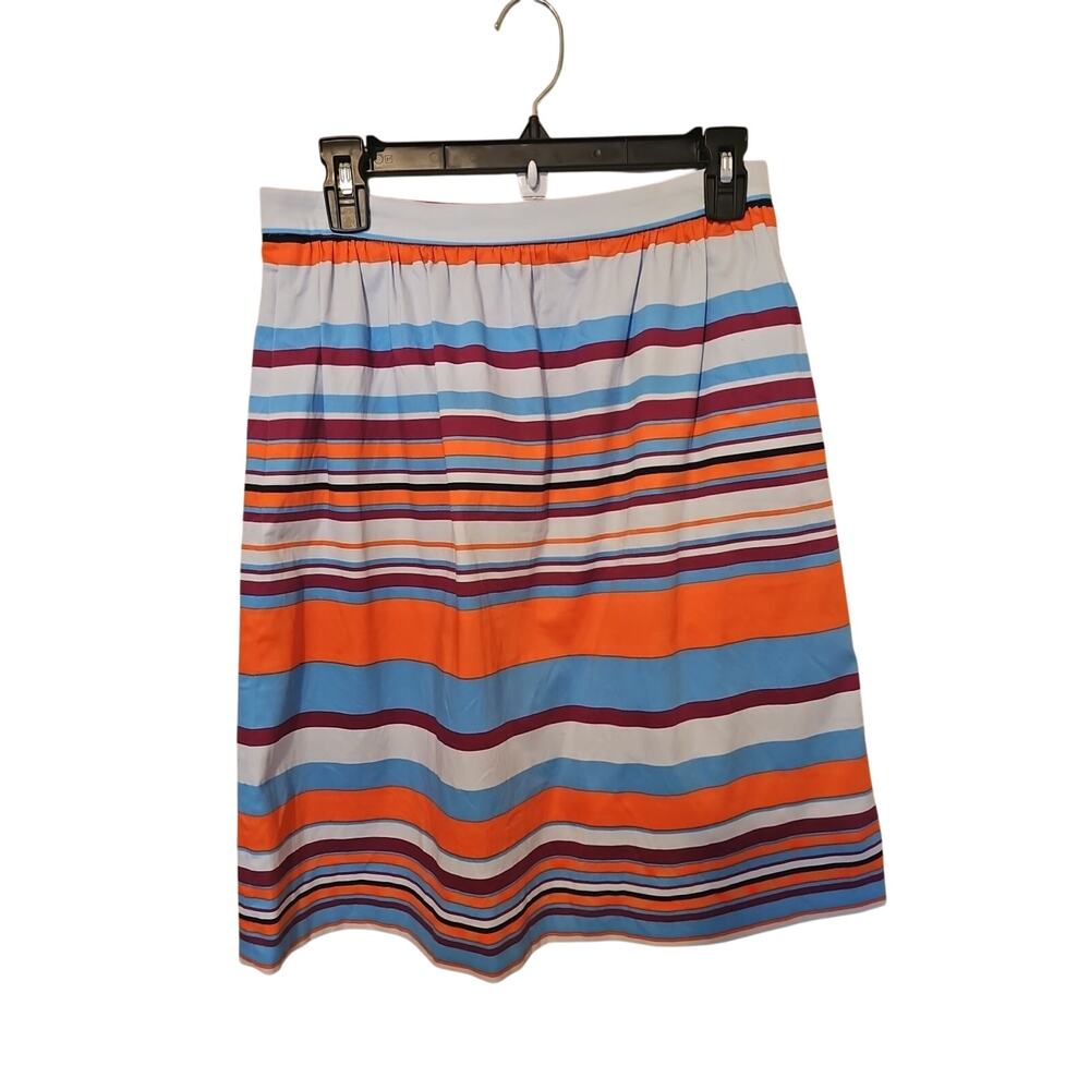 J. Crew Pleated Multi-color Striped A-Line Skirt Women's Size‎ 6